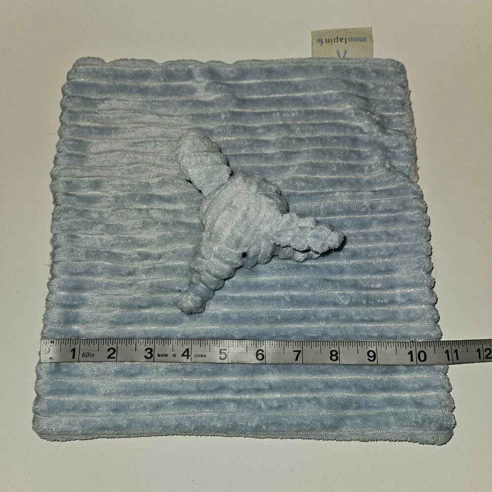 Mon Lapin Blue Ribbed Elephant Plush Lovey Stuffed Baby Toy Sherpa READ